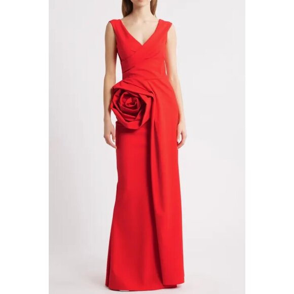 CHIARA BONI Tekkan Sleeveless Rosette Mermaid Gown Size in Geranium IT 40 / US 4 - Picture 13 of 13